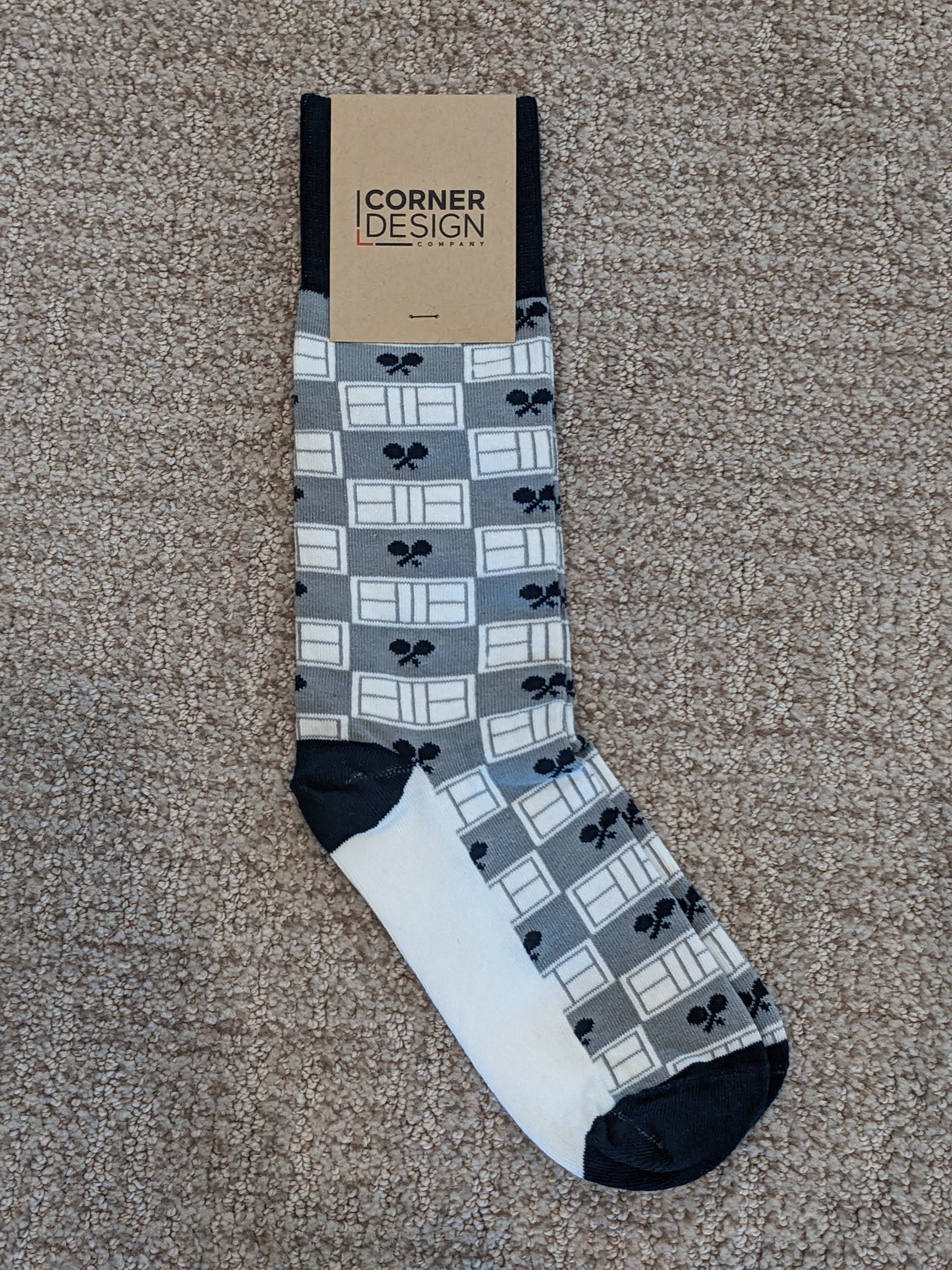 Pickleball court and paddle dress sock, made in USA
