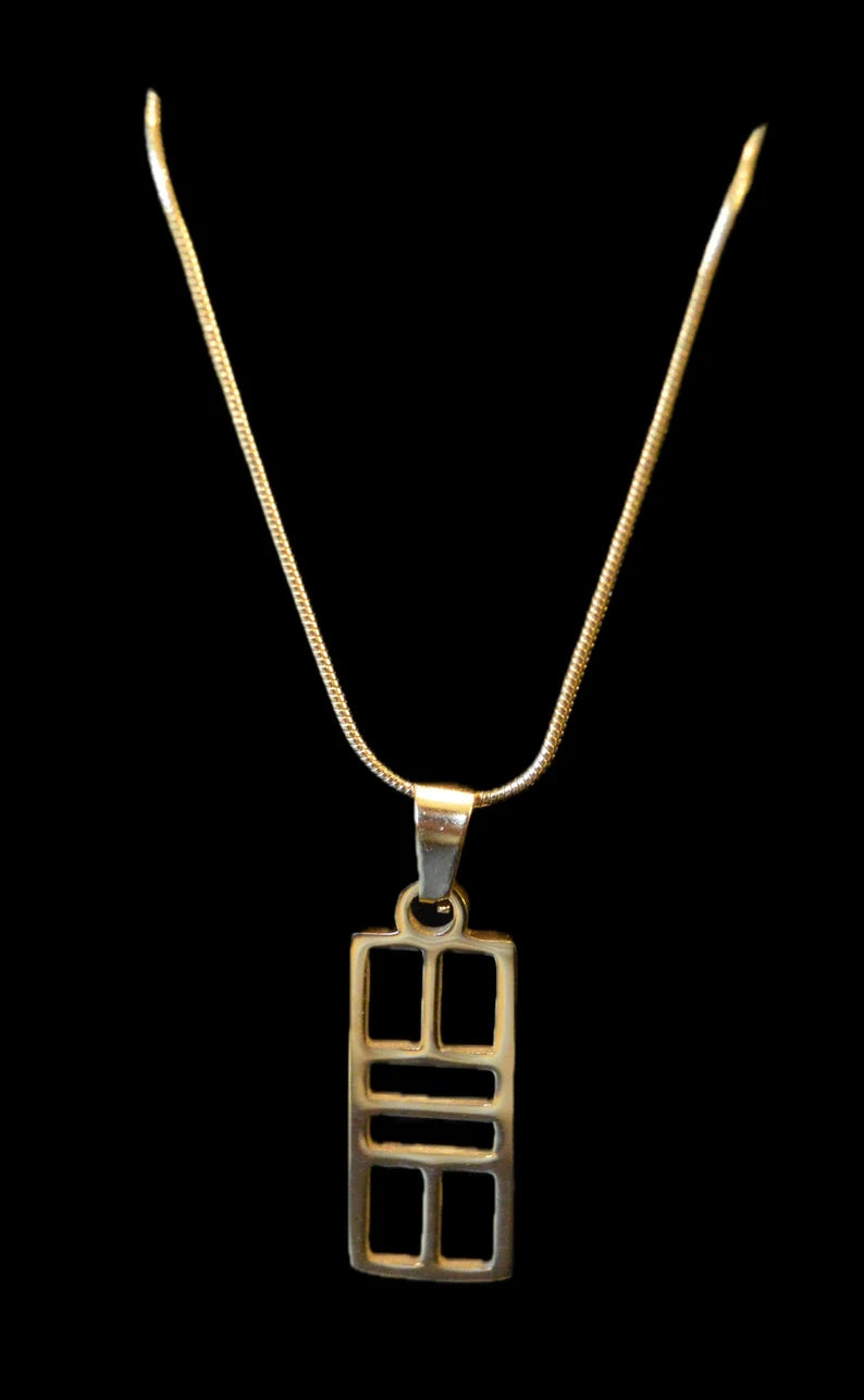 Mini pickleball court outline necklace with charm