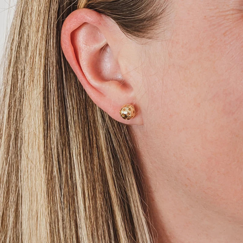 Mini Pickleball Metal Earrings
